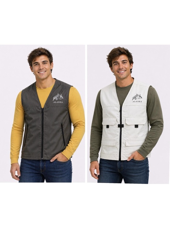 Other - Men's Outdoor Vest - reversible - cream & kaki